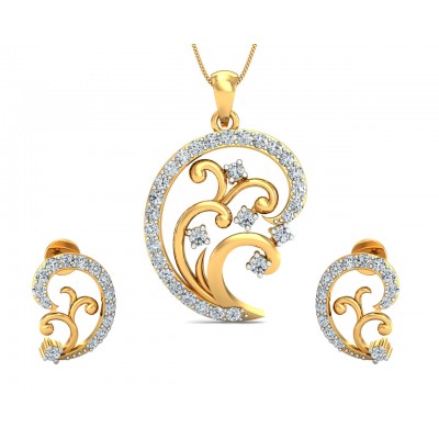 Nawra Diamond Pendant & Earring Set